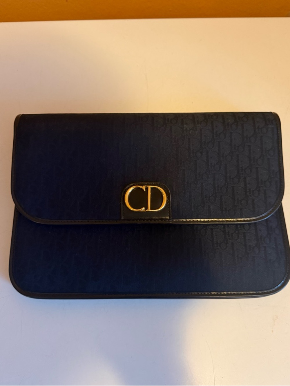 Authentic Vintage Christian Dior Navy Trotter CD Monogram Bag.